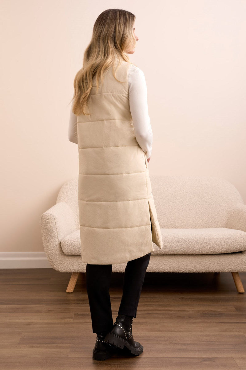 Zip Front Quilted Vest  - Moonstone