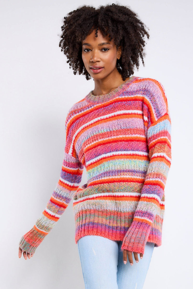 Retro Stripe Sweater - Pink Multi