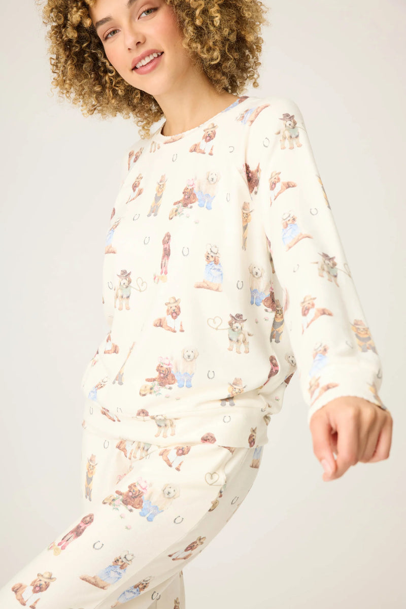 Ruff On The Range  Long Sleeve Top - Dog Print