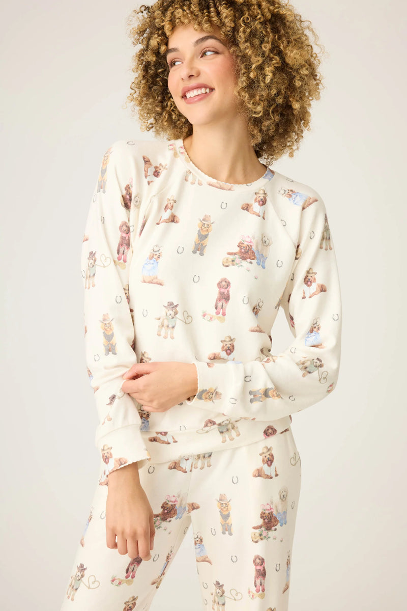 Ruff On The Range  Long Sleeve Top - Dog Print
