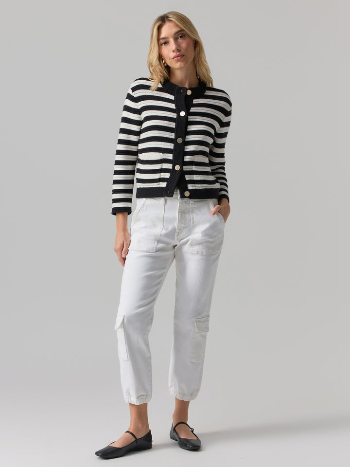 Stripe Knitted Jacket - Black/White