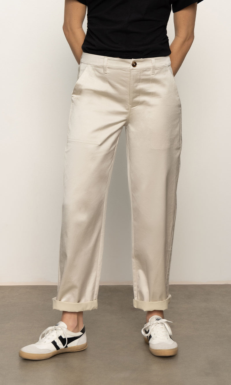 Sateen Twill Tapered Pant - Pearl