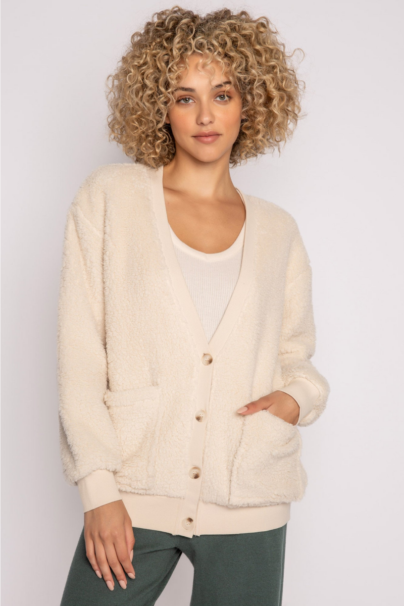 Shearling Cardi Sweater - Oatmeal