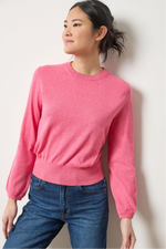 Pleated Sleeve Crew Sweater - Calypso