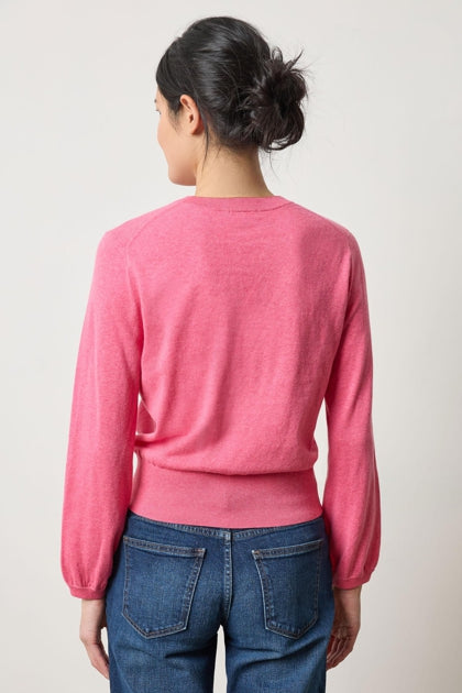 Pleated Sleeve Crew Sweater - Calypso