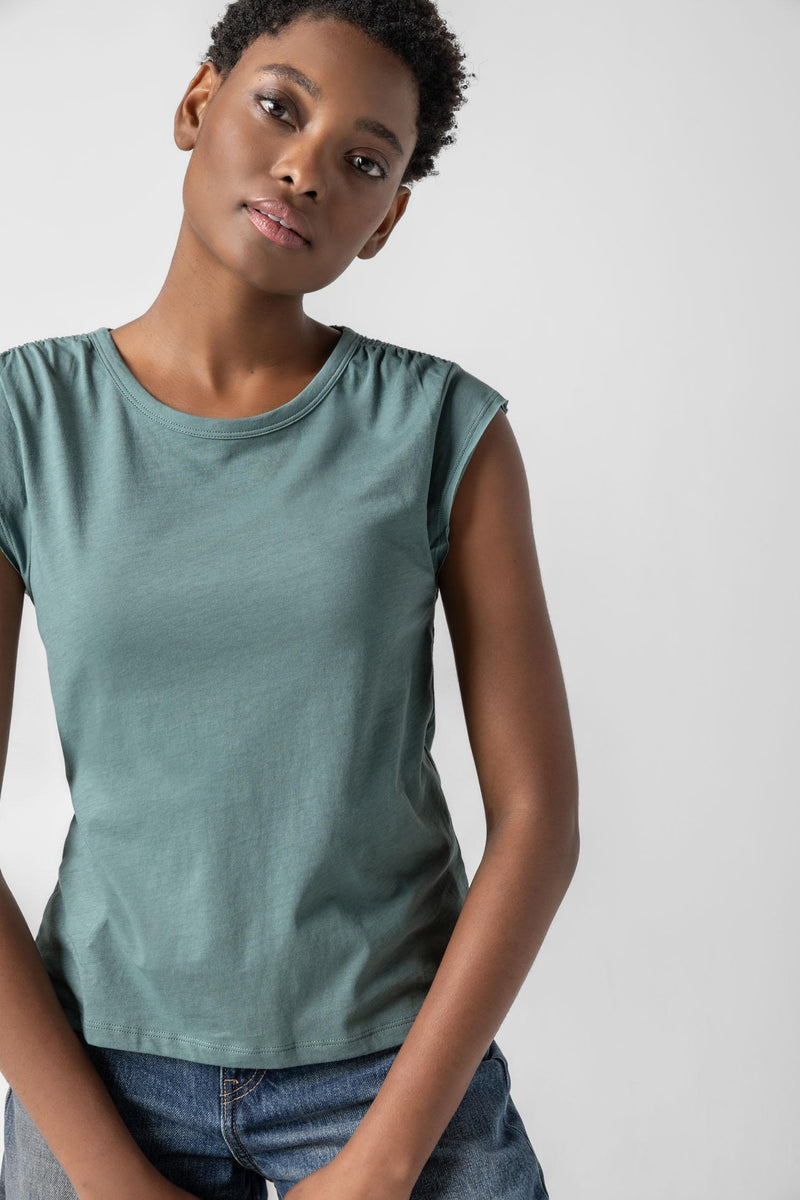 Shirred Sleeve Tee - Vine