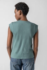 Shirred Sleeve Tee - Vine
