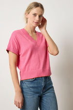 Short Sleeve V-Neck Sweater - Calypso