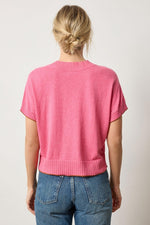 Short Sleeve V-Neck Sweater - Calypso