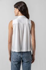 Sleeveless Button Down Shirt - White