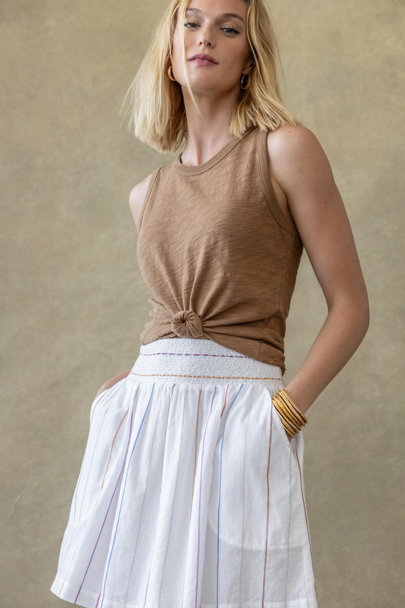 Smocked Waist Skirt - Multi Stripe