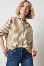 Stripe Dolman Sleeve Button Down - Dijon/Talc