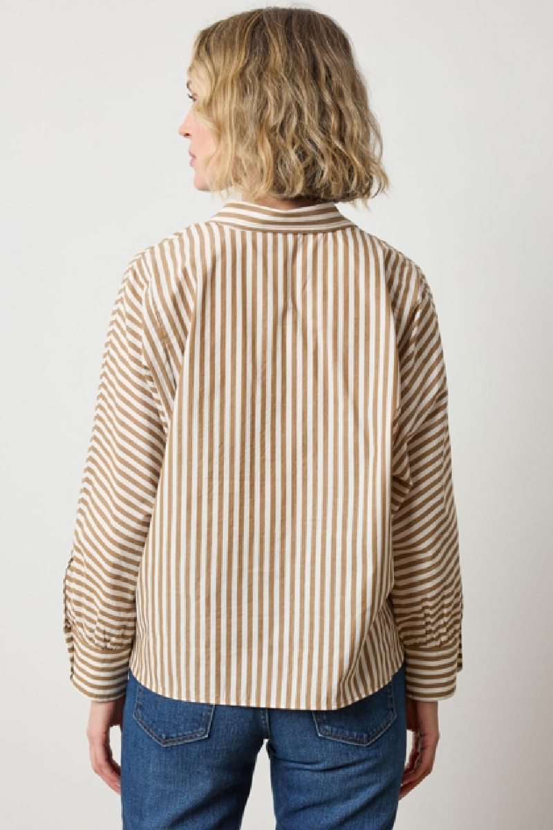 Stripe Dolman Sleeve Button Down - Dijon/Talc