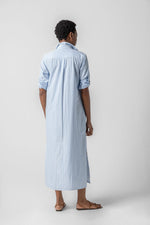 Striped Poplin Maxi Shirt Dress - Malibu Stripe