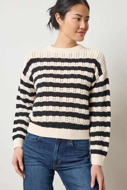 Stripe Stitch Sweater - Ivory/Black