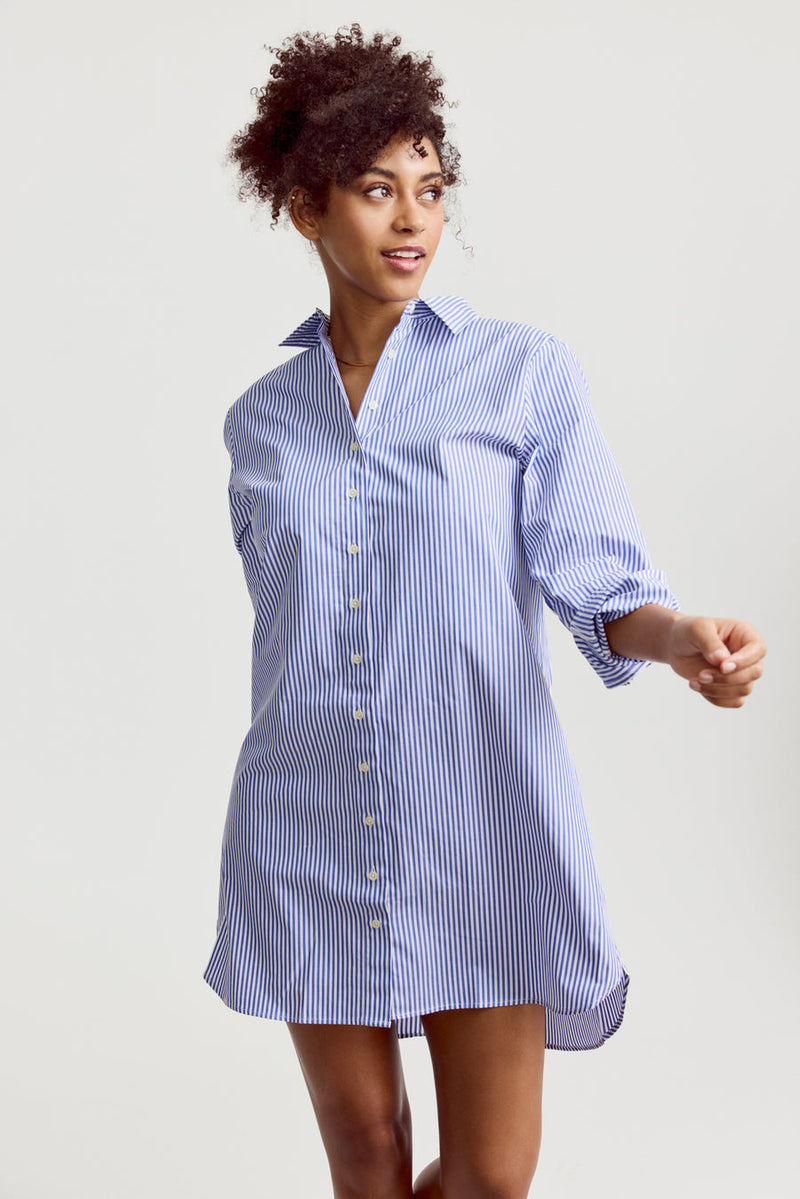 The Shirt WFH Pinstripe Dress - Blue Stripe
