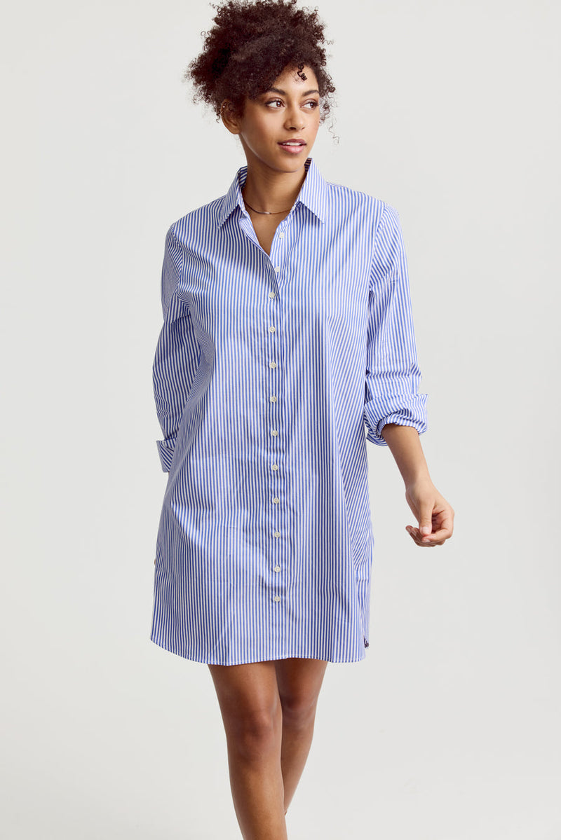 The Shirt WFH Pinstripe Dress - Blue Stripe