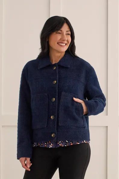 Button Front Lined Jacket - Sapphire