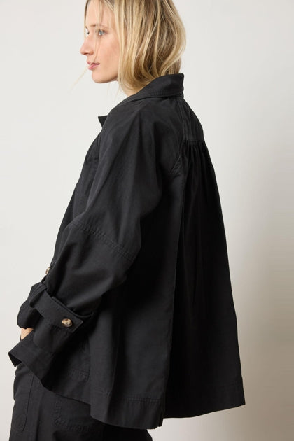 Collared Twill Jacket - Black