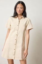 Twill Paneled Shirt Dress - Eggshell