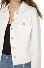 Denim Jacket with Shredded Hem - Prairie White