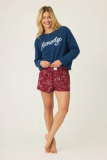 Hold Your Horses Western Print Flannel Short - Burgundy