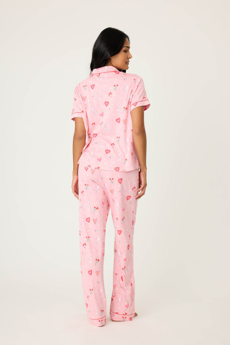 PJ Set Whimsy Tigers & Hearts - Pink Orchid