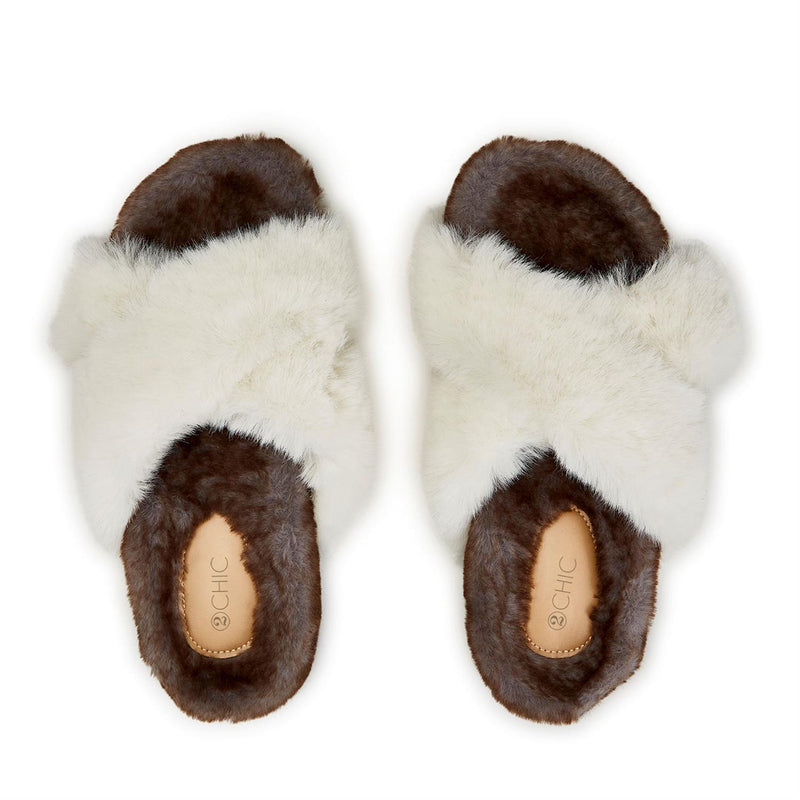 Faux Fur Slippers - Ivory
