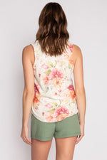 Brunch in Bed Floral Tank Top - Oatmeal