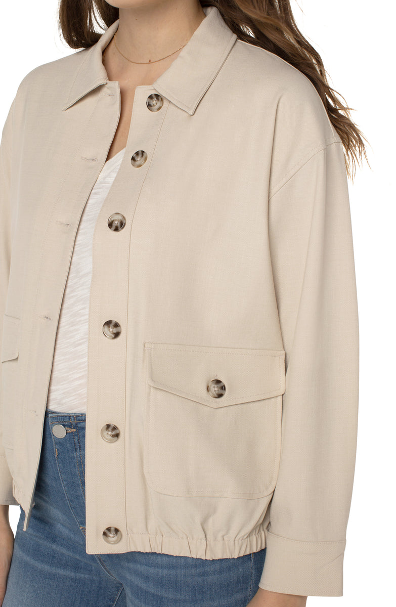 Button Jacket With Flap Pockets - Dusty Tan