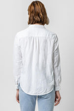 Long Sleeve Gauze Button Down - White