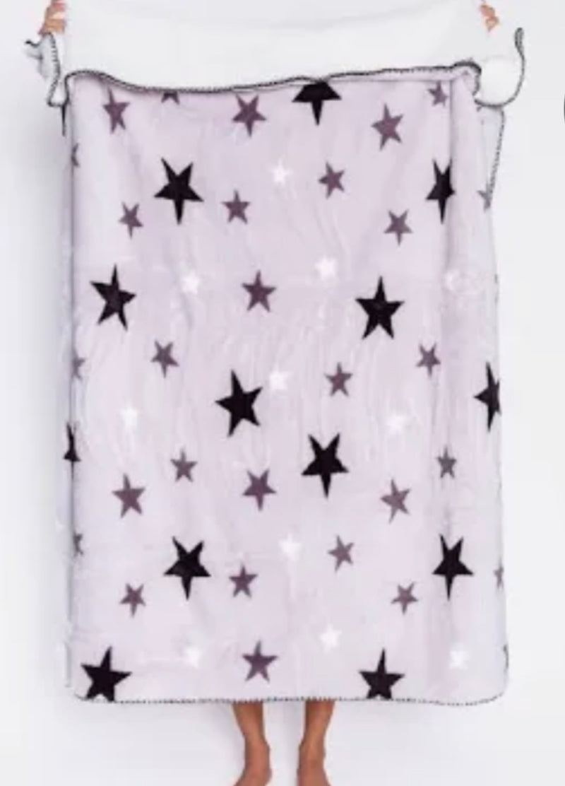 Cozy Plush Blanket  - Grey Stars
