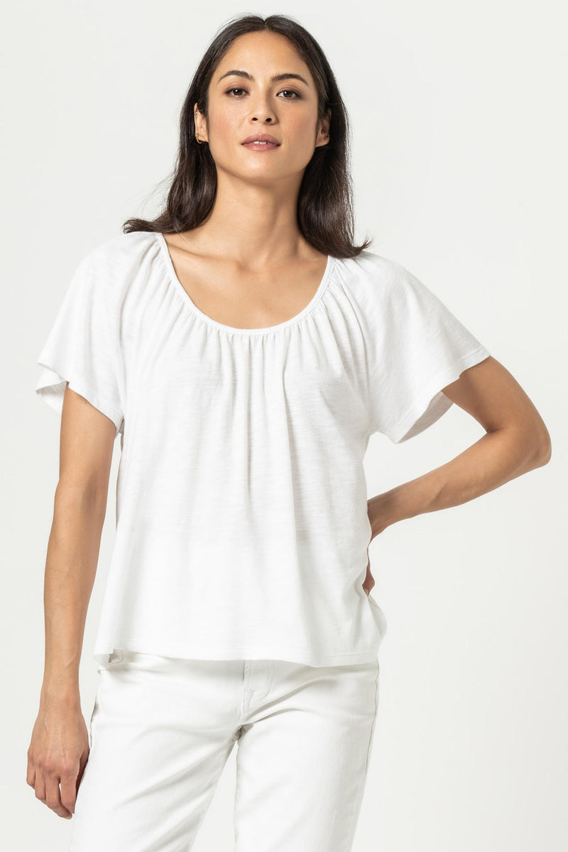 Easy Shirred Raglan - White