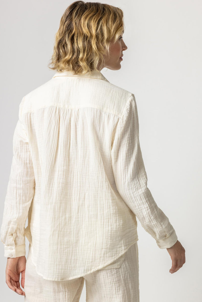 Long Sleeve Gauze Button Down - Rope